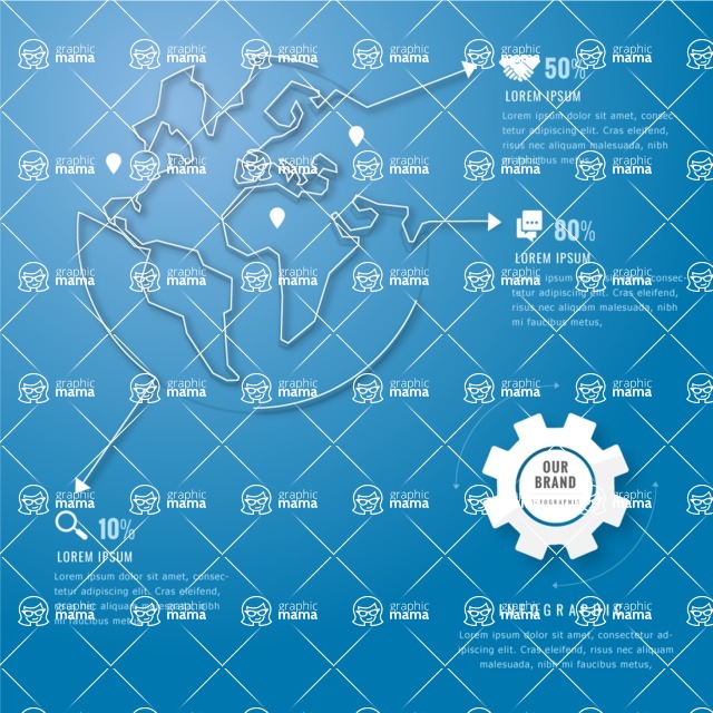 Infographic Templates Collection - Vector, Photoshop, PowerPoint, Google Slides - Minimalistic Globe Map Infographic Template with Options